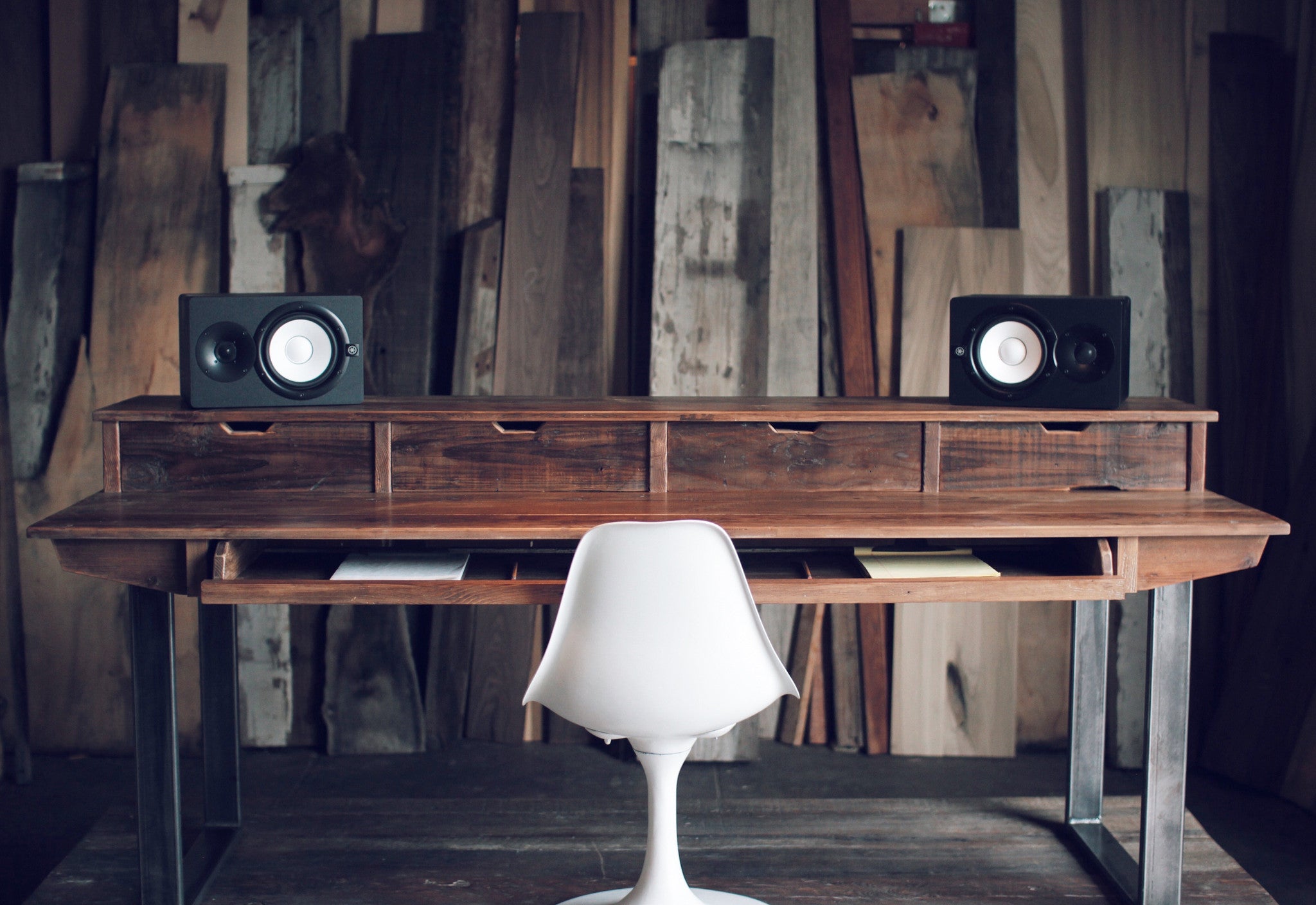 Monkwood SD88 Studio Desk in Rustic Reclaimed Wood for Audio / Video / Music / Film / Production