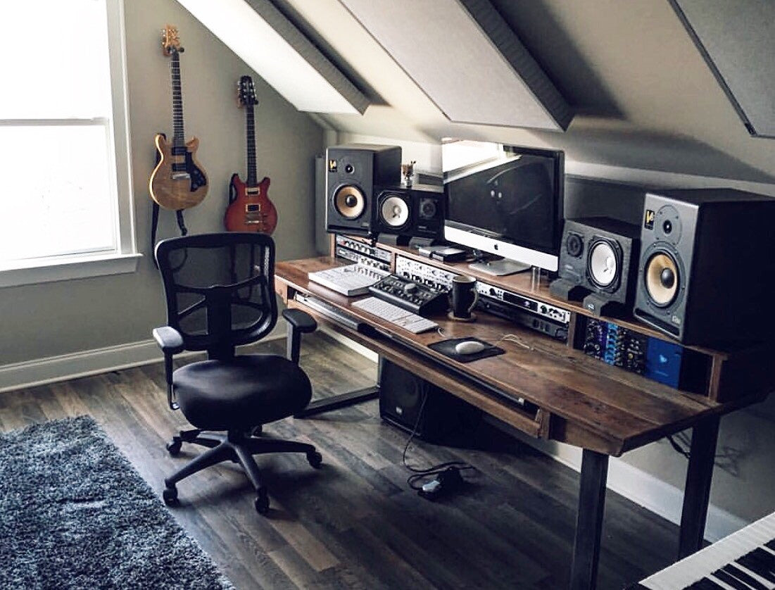 Monkwood SD88 Studio Desk in Rustic Reclaimed Wood for Audio / Video / Music / Film / Production