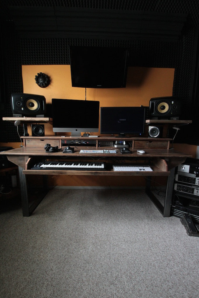 Monkwood SD88 Studio Desk in Rustic Reclaimed Wood for Audio / Video / Music / Film / Production
