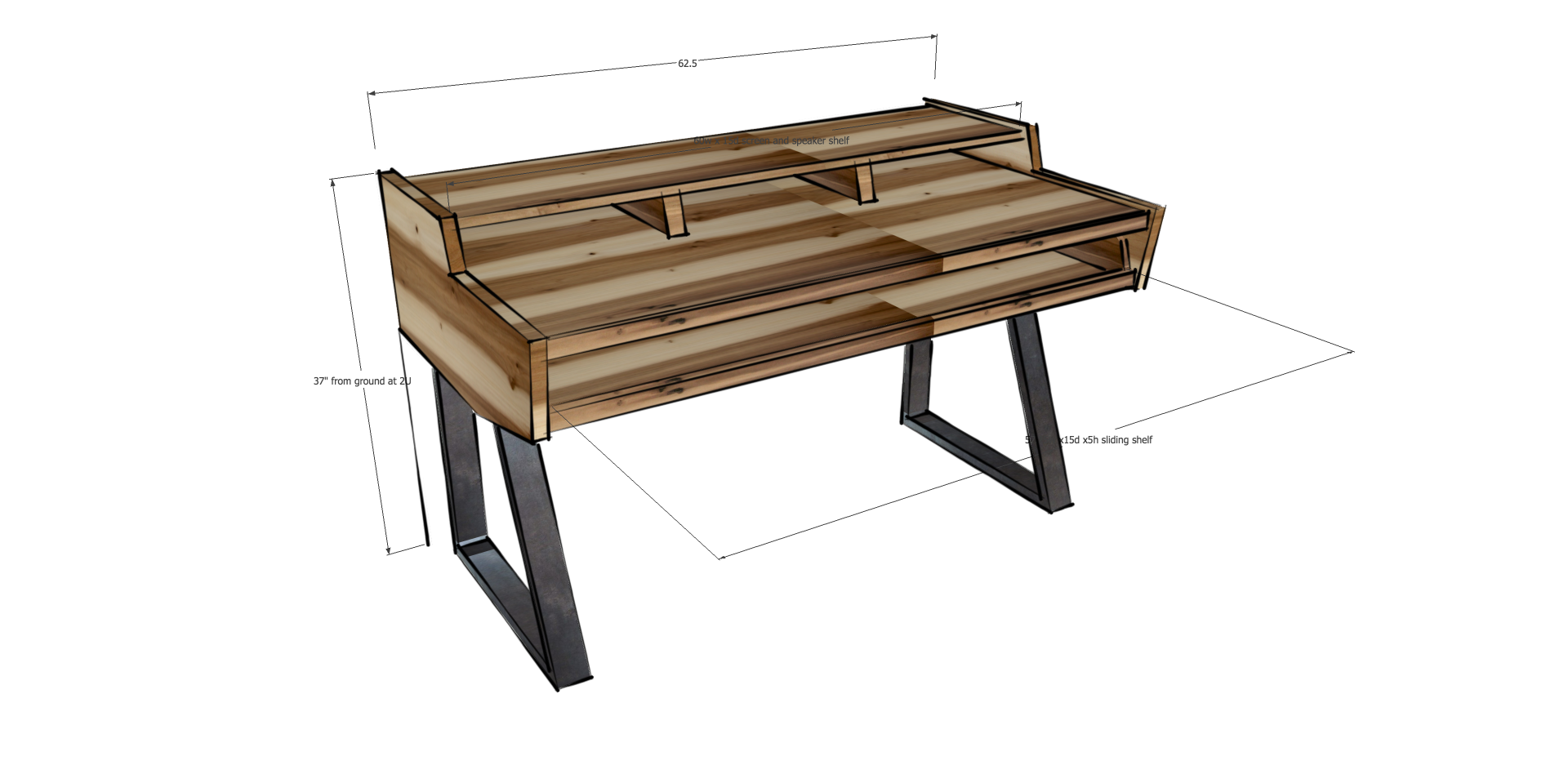 Monkwood VX88 Studio Desk in Sun Tanned Poplar