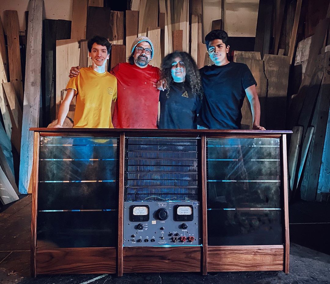 Monk with sons - Jesse, Daniel and apprentice Noah. Just finished with an SR45 rack credenza6. Footer newsletter — "realeases"